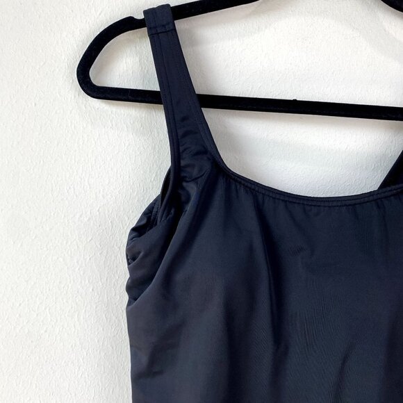 Lands End Tank One Piece Swimsuit Black 12 - Picture 3 of 9